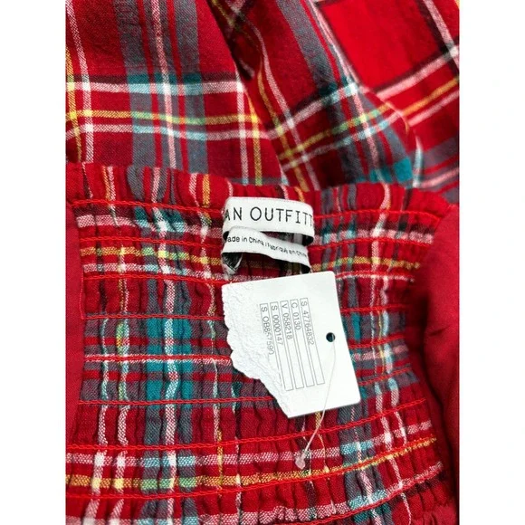 Urban Outfitters Dress Womens XS Red Plaid Sleeveless Mini Belted New - Picture 7 of 13